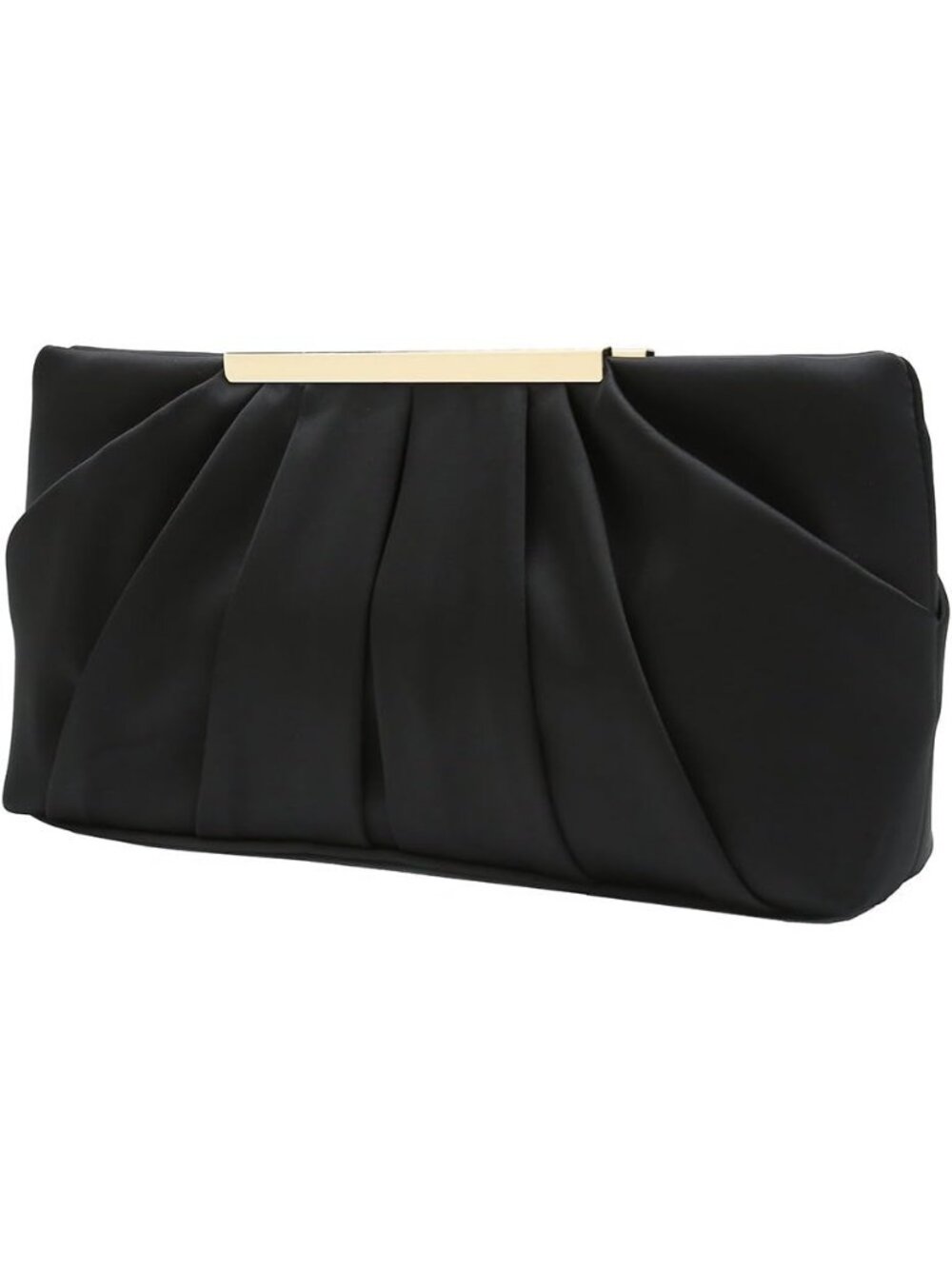 Women Black Elegant Pleated Satin Simple Classy Purse Formal Clutch Handbags